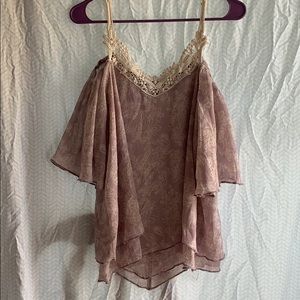 Lace cold shoulder top